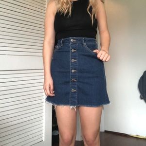 Button Up Denim Mini Skirt